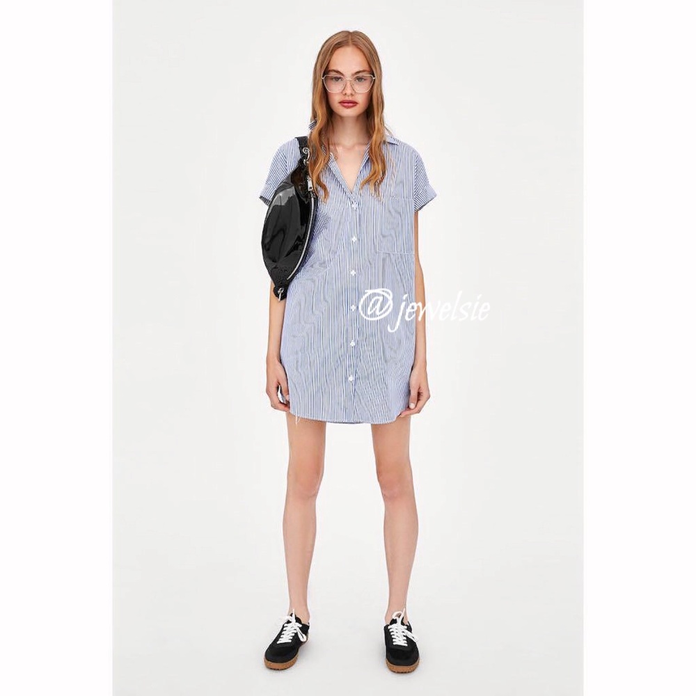 ZARA Poplin dress ZARA | Short Stripes Cotton